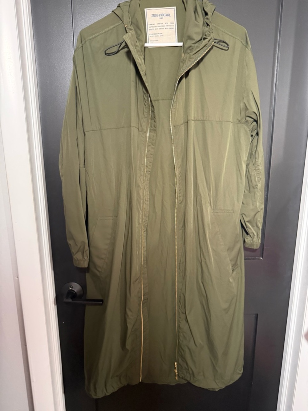Zadig & Voltaire Green Long Hooded Coat